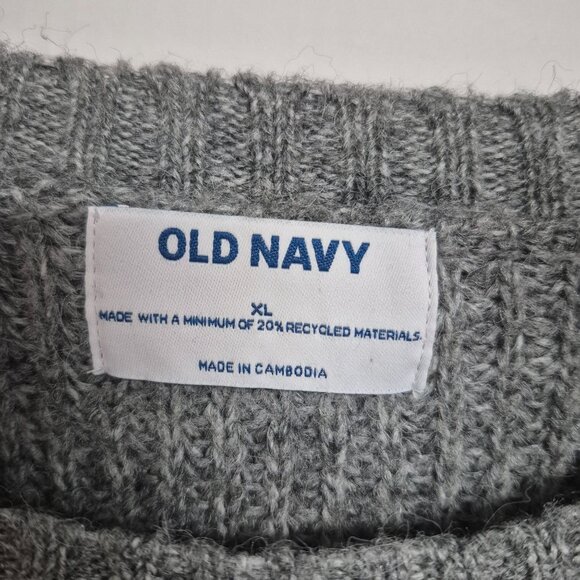 Old Navy Womens Gray Knit Sweater XL Soft Blend Recycled Materials Crewneck Long - Picture 2 of 5